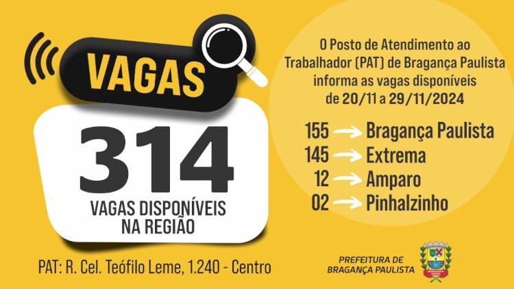 Vagas Disponíveis no PAT de Bragança Paulista